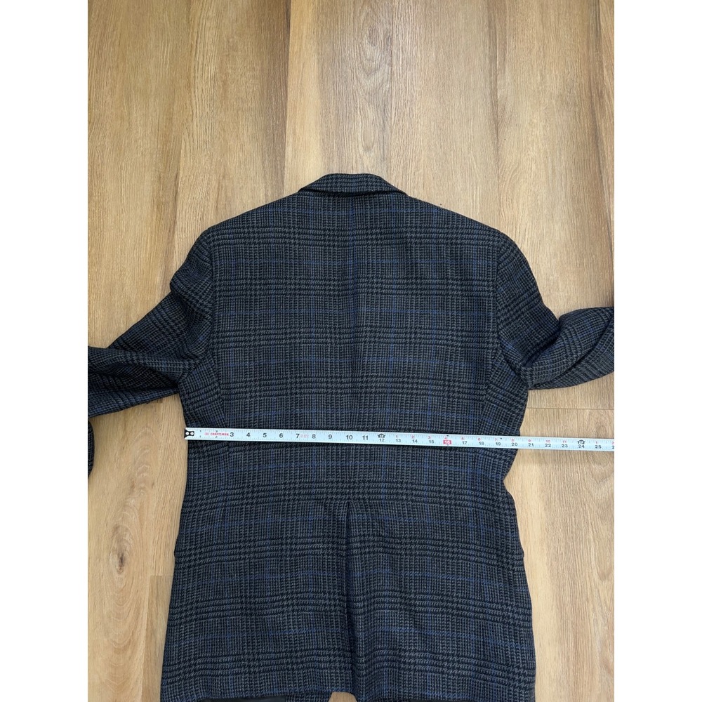 Vintage 100% Lambswool Plaid Blazer Grey Blue Sport Coat Mens L business formal - Picture 6 of 6